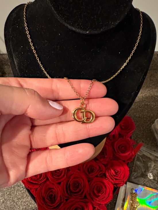 CD charm gold necklace